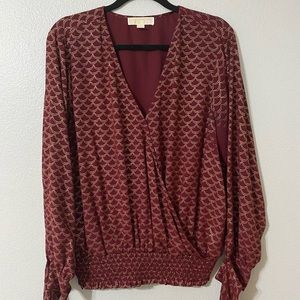 Gold Embossed Maroon Blouse